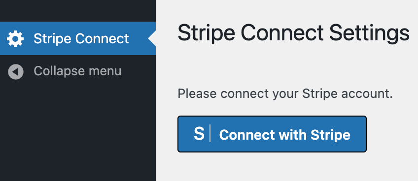 Stripe Connect Settings in Vendor Dashboard View